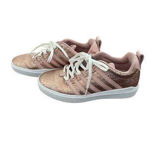 NEW K-Swiss Rose Gold Pink Alligator Lace Up Sneakers Shoes Women's Size 8.5